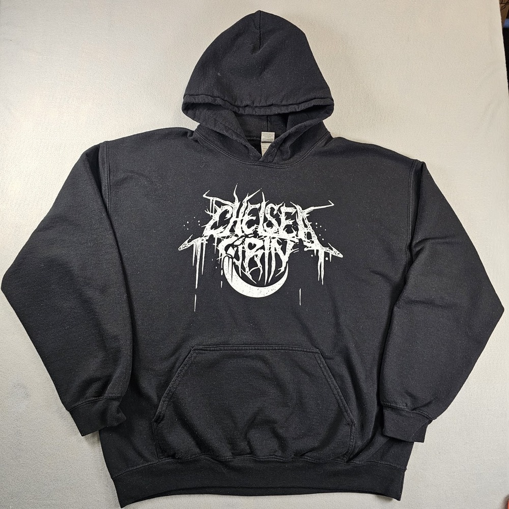 Chelsea Grin Horns Hoodie Mens L Black Skull Deathcore Metal Band Merch Gildan